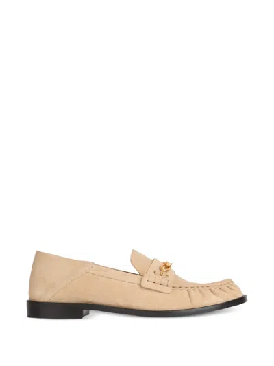 Balmain Sync Suede Leather Loafers In Neutral