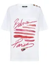 Balmain Cotton Jersey Crewneck T-shirt With Lipstick Print In White