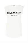 Balmain Tank Top Cotton Button Detail In White