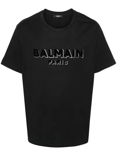 Balmain T-shirt Ampia Con Logo In Black