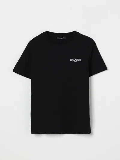 Balmain Kids' Logo-print Cotton T-shirt In Black