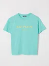 Balmain T-shirt Aus Baumwoll-jersey In Mint