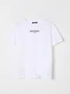 Balmain Logo-embroidered Embossed-shoulders T-shirt In White