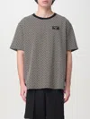 Balmain Grey T-shirt With Logo Applied On The Chest And All-over Labyrinth Motif In Cotton Man In White