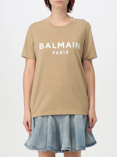 BALMAIN T-SHIRT BALMAIN WOMAN COLOR BEIGE,F72562022