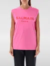 Balmain Chic 3-button Round Neck Tank Top In Fuchsia