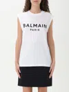 Balmain Logo Cotton Jersey Tank Top In White