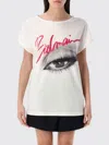 Balmain Women's Boatneck Eye Print Top In White