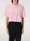 Balmain Logo Print Cropped T-shirt In White