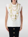 Balmain White Sleeveless Top With Maxi Necklace Print On Front And Rear In White