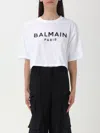 Balmain Logo Cotton Jersey Cropped T-shirt In White