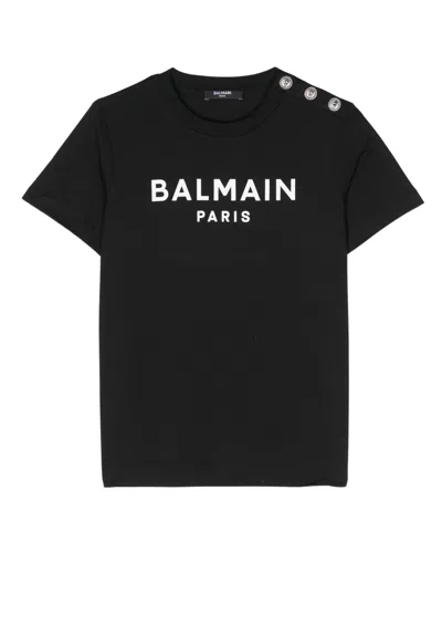Balmain Kids' T Shirt In Bc Black White