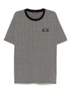 Balmain Grey T-shirt With Logo Applied On The Chest And All-over Labyrinth Motif In Cotton Man In Beige