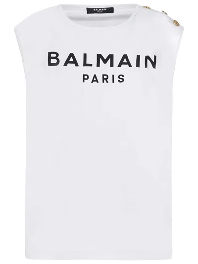 Balmain T-shirt In Bianco/nero