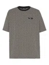 Balmain Grey T-shirt With Logo Applied On The Chest And All-over Labyrinth Motif In Cotton Man In Black