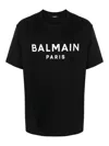 Balmain Black Crewneck T-shirt With Logo Lettering On The Front In Black