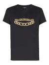 Balmain Black Crewneck T-shirt With Logo Print On The Front In Black