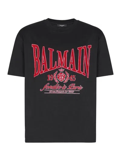 Balmain T-shirt With A Logo And Velvet Finish In Transparent