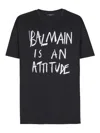 Balmain Crew Neck T Shirt Graphic Print Silk In Black