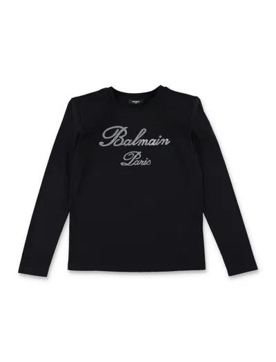 Balmain Kids' T-shirt In Black/silver