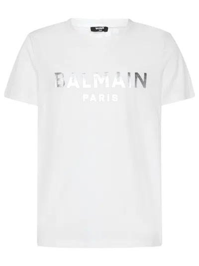 Balmain T-shirt In Blanc/argent