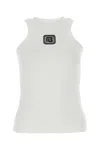 Balmain Fitted Cotton Racerback Top In Blancnoir