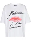 Balmain Graphic Kiss Print T-shirt With Relaxed Fit In White