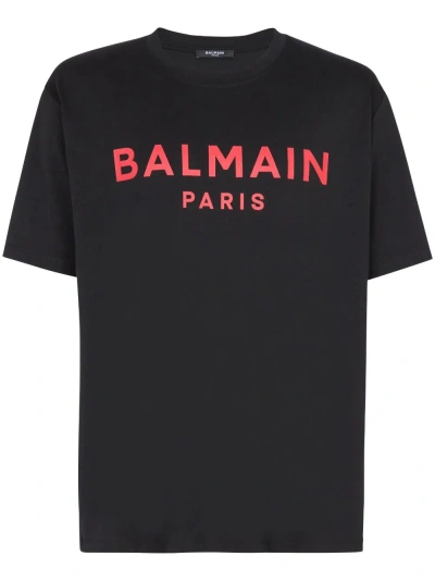 Balmain T-shirt Con Logo  Paris In Black