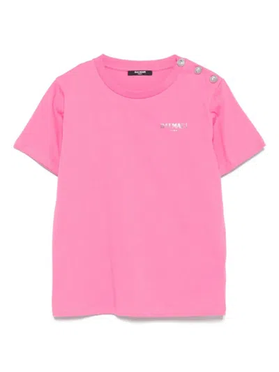 Balmain Kids' T-shirt Con Logo In Pink