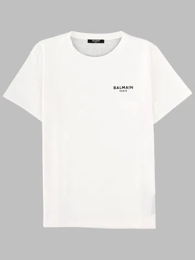 Balmain T Shirt Con Logo In White