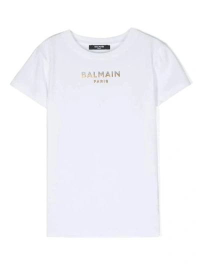 Balmain Kids' T-shirt Con Logo In White