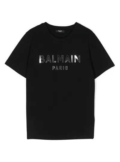 Balmain Kids' T-shirt Con Stampa In Black