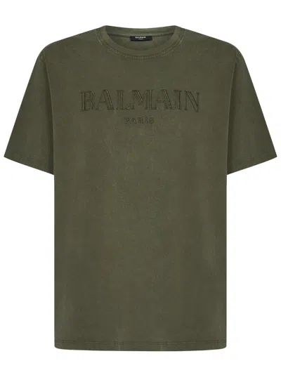 Balmain T-shirt In Kaki Kaki (green)