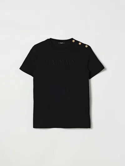 Balmain T-shirt  Kids Color Black In Burgundy