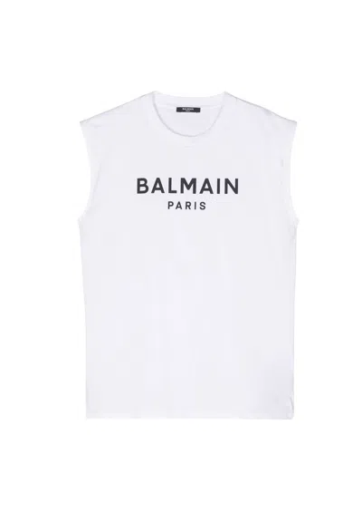 Balmain Kids' T Shirt In Ne White Black