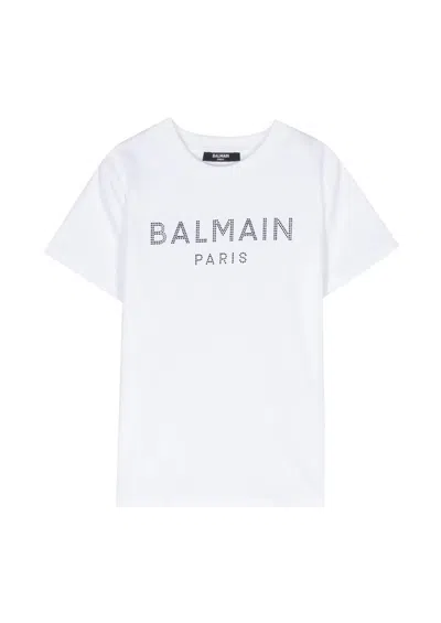 Balmain Kids' T Shirt In Ne White Black