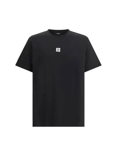 Balmain Logo Embroidered Crewneck T-shirt In Black