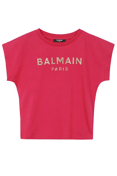 Balmain Kids' T Shirt In Nor Rubino Oro
