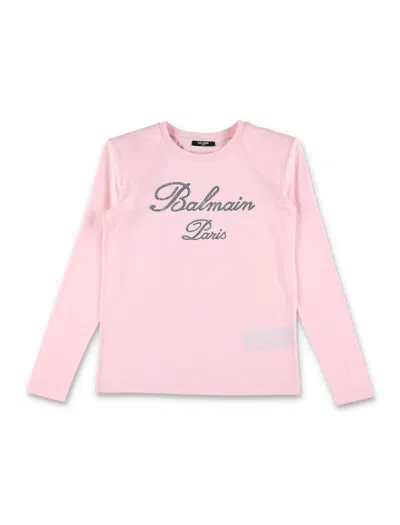 Balmain Kids' T-shirt In Rosa/argento