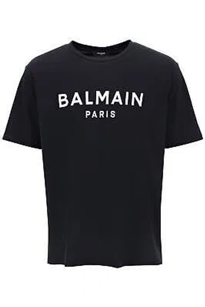Pre-owned Balmain T-shirt Stamp Logo Ch1eg000bb73 Black Sz.m Eab