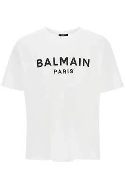 Pre-owned Balmain T-shirt Stamp Logo Ch1eg000bb73 White Sz.l Gab