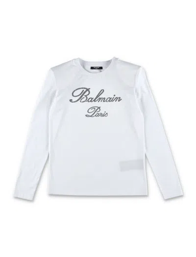 Balmain Kids' T-shirt In White/silver