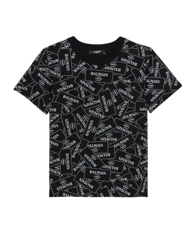 Balmain Kids Logo Print T-shirt In Black