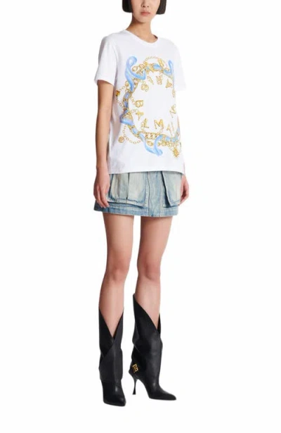 BALMAIN T-SHIRT WITH BALMAIN PARIS CHAIN PRINT