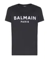 Balmain Black Crewneck T-shirt With Logo Lettering On The Front In Cotton Man