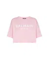 Balmain Women Logo Organic Cotton Cropped T-shirt