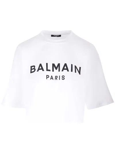 Balmain T-shirt With  Paris Print In White