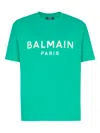 Balmain T-shirt With  Paris Print In Green