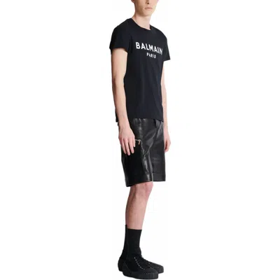 Balmain T-shirt With  Paris Print In Black