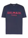 Balmain Paris Print T-shirt Short Sleeves In Blue